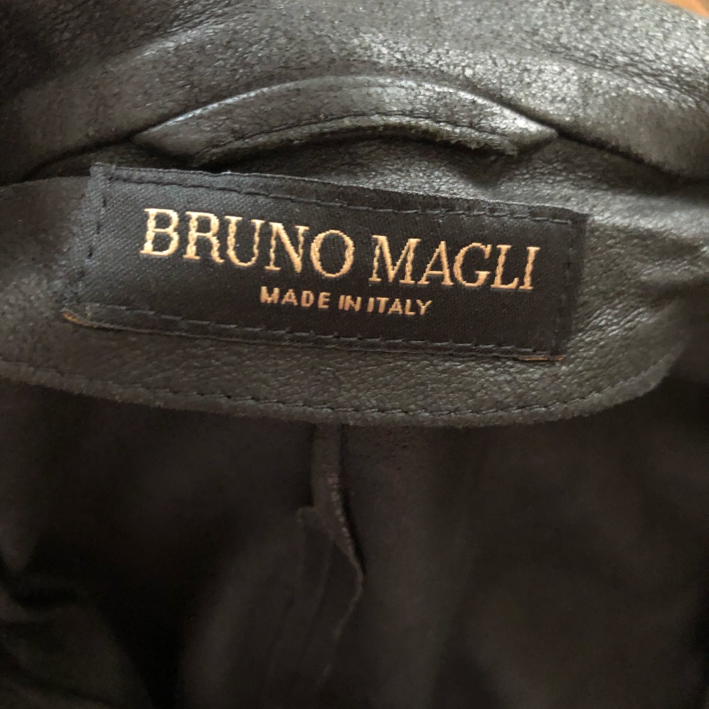 BRUNO MAGLI Black Leather Coat Jacket Made in Italy Size 40 - Picture 3 of 5